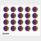 Helderkleurige Zebrastripes Ronde Sticker (Vel)