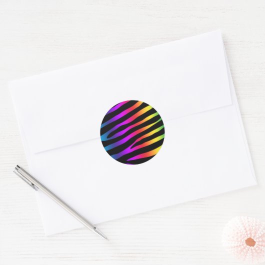 Helderkleurige Zebrastripes Ronde Sticker (Envelop)