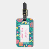 Helderkleurige zeeshells en seaweed Pattern Bagagelabel (Voorkant verticaal)