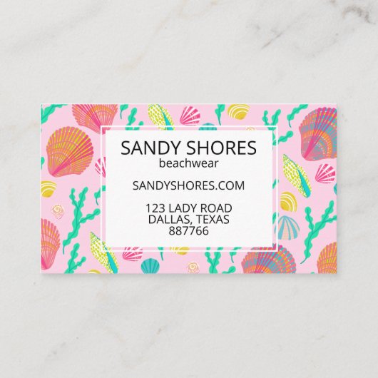 Helderkleurige zeeshells en seaweed Pattern Visitekaartje (Achterkant)