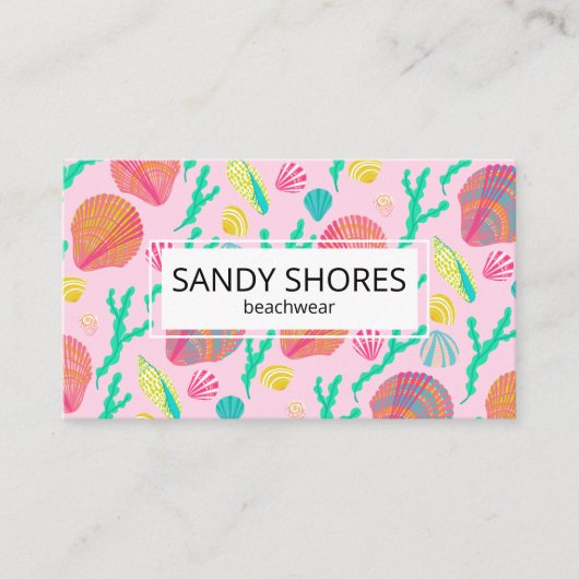 Helderkleurige zeeshells en seaweed Pattern Visitekaartje (Voorkant)