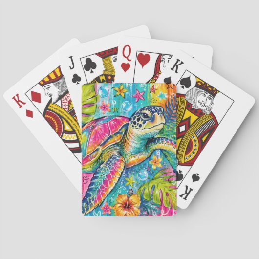 HELDERKLEURIGE ZOMER ZEE SCHILDPADEN POKERKAARTEN (Achterkant)