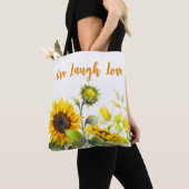 Helderkleurige zonnebloemen tote bag (Dichtbij)