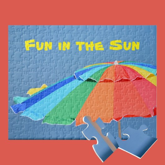 Helderkleurige zonnige multi-kleurige beach umbrel legpuzzel