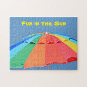 Helderkleurige zonnige multi-kleurige beach umbrel legpuzzel (Horizontaal)