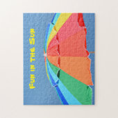 Helderkleurige zonnige multi-kleurige beach umbrel legpuzzel (Verticaal)