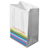 Helderkleurstrips Happy Birthday Modern Fun Hip Medium Cadeauzakje (Achterkant Gekanteld)