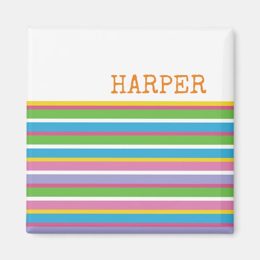 Helderkleurstrips NAAM Moderne Summer Fun Hip Magneet (Voorkant)