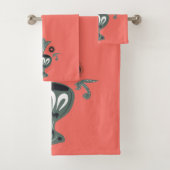 Helderkoraal en Scandinavisch patroonpatroon Bad Handdoek (Insitu)