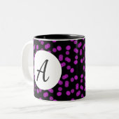 Helderlicht Paars cirkelpatroon met Initiaal Tweekleurige Koffiemok (Voorkant links)