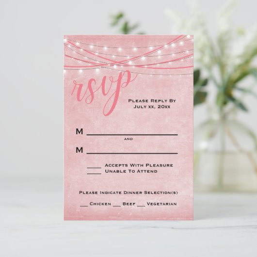 Helderlicht - RSVP-kaart - Roze schaduwen RSVP Kaartje (Staand voorkant)