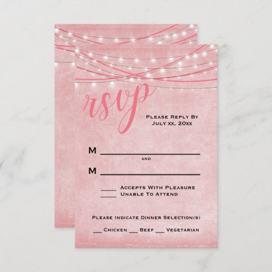 Helderlicht - RSVP-kaart - Roze schaduwen RSVP Kaartje (Voorkant / Achterkant)