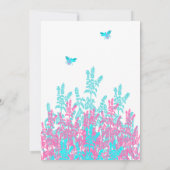 Helderlichte Aqau Blue Hot Pink Wilde Flowers Kaart (Achterkant)