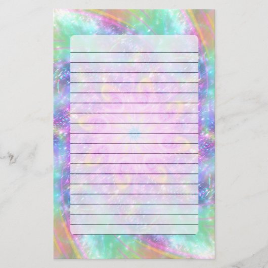 Helderlichte kleurige spiraal-Mandala kunst Briefpapier (Voorkant)