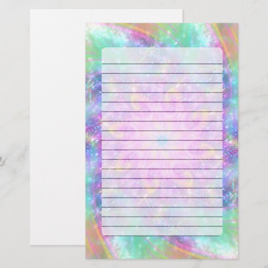 Helderlichte kleurige spiraal-Mandala kunst Briefpapier (Voorkant / Achterkant)