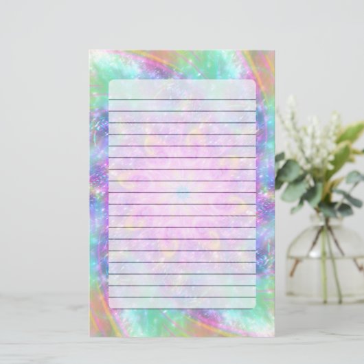 Helderlichte kleurige spiraal-Mandala kunst Briefpapier (Staand voorkant)