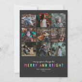 Helderlichte lampjes op slate Multi Photo Holiday Feestdagenkaart (Voorkant)