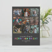 Helderlichte lampjes op slate Multi Photo Holiday Feestdagenkaart (Staand voorkant)