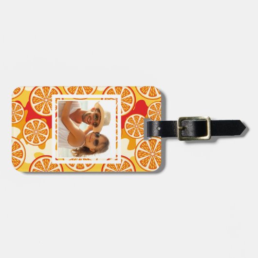 Helderlijk Oranje citruspatroon | Foto toevoegen Bagagelabel (Voorkant horizontaal)