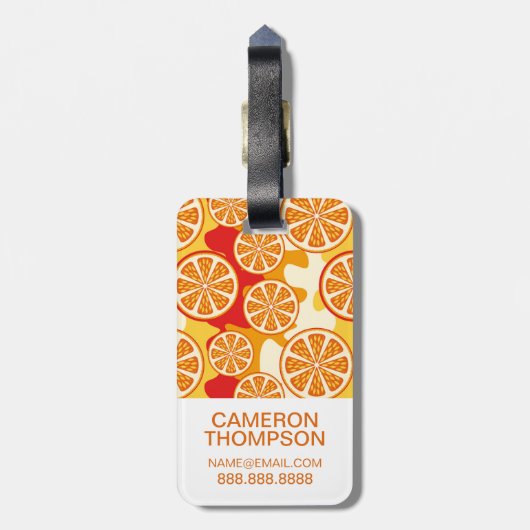 Helderlijk Oranje citruspatroon | Foto toevoegen Bagagelabel (Achterkant verticaal)