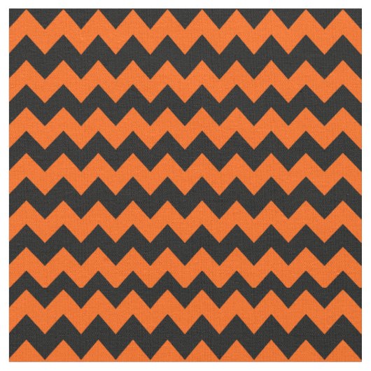 Helderlijk Oranje en zwart Chevron Pattern Stof (Close Up)
