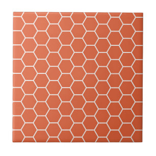 Helderlijk Oranje geometrisch Honeycomb Hexagon Pa Tegeltje