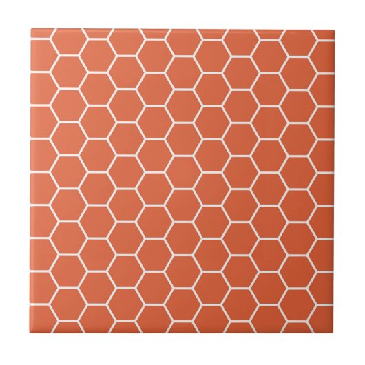 Helderlijk Oranje geometrisch Honeycomb Hexagon Pa Tegeltje (Voorkant)