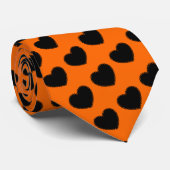 Helderlijk Oranje Halloween en Black Hearts Stropd Stropdas (Opgerold)