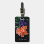 Helderlijk Oranje Hibiscus Tropisch  Zwart Bagagelabel (Voorkant verticaal)