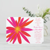 Helderlijk Oranje rood geel modern Floral bruiloft Kaart (Staand voorkant)