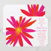 Helderlijk Oranje rood geel modern Floral bruiloft Kaart (Voorkant / Achterkant)