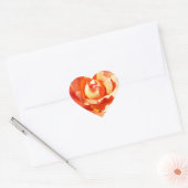 Helderlijk oranje roos hart sticker (Envelop)