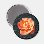 Helderlijk oranje roos magneet (Voorkant / Achterkant)