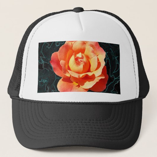 Helderlijk oranje roos trucker pet (Voorkant)
