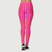 Helderlijk Oranje roze, verticaal streeppatroon Leggings (Achterkant)