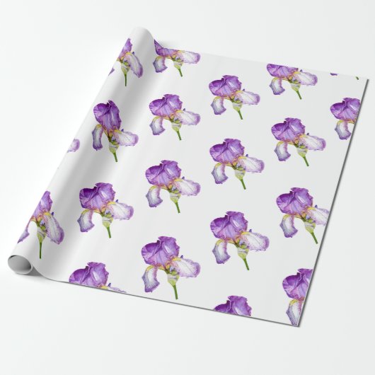 Helderlijk Paars Iris Patroonverlooppapier Cadeaupapier (Uitgerold)