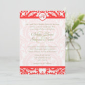 Heldermagnetisch dragon Coral Damask Grey Font Wed Kaart (Staand voorkant)