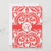 Heldermagnetisch dragon Coral Damask Grey Font Wed Kaart (Achterkant)