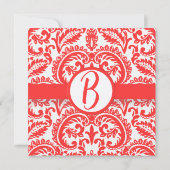 Heldermagnetisch dragon Coral Damask Grey Font Wed Kaart (Achterkant)