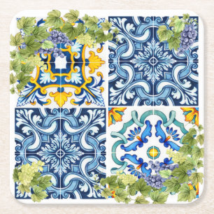 Heldermediterrane Siciliaanse tegeldruiven Kartonnen Onderzetters