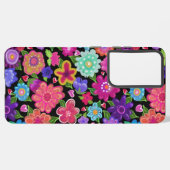 Heldermooie Boho Flowers op zwart Samsung Galaxy Hoesje (Achterkant horizontaal)