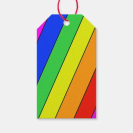 Heldermooie diagonale STRIPE-regenboog Cadeaulabel