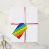 Heldermooie diagonale STRIPE-regenboog Cadeaulabel (Met Touw)