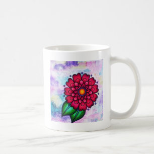 Heldermooie waterverf bloem koffiemok