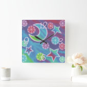 Heldernachtklokvierkant met 'getallen' vierkante klok (Huis)