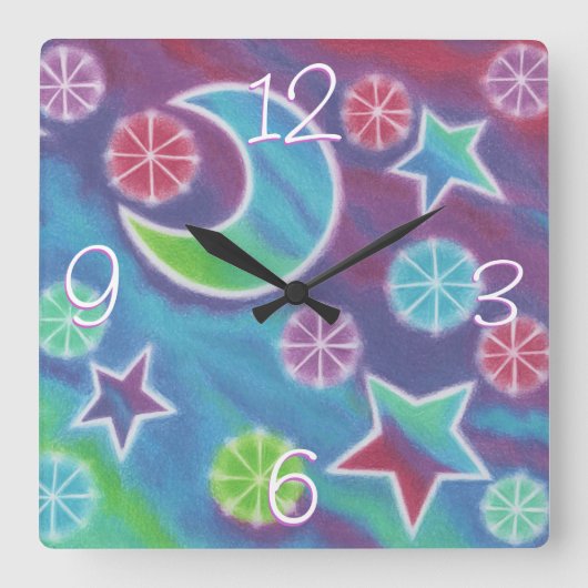 Heldernachtklokvierkant met 'getallen' vierkante klok (Voorkant)