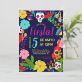 Helderneon floral Mexican 5 de mayo fiesta party Kaart (Staand voorkant)