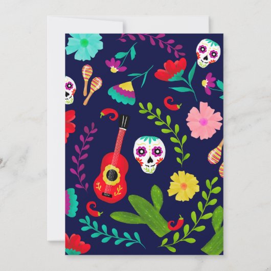 Helderneon floral Mexican 5 de mayo fiesta party Kaart (Achterkant)