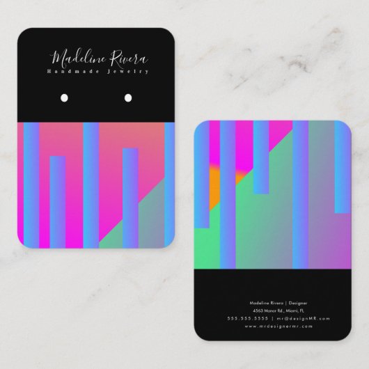 Helderneon Geometry Handmade Earring Display Kaart Contactkaartje (Voorkant / Achterkant)