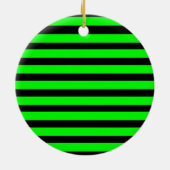 Helderneon Lime Green en zwarte strepen Keramisch Ornament (Achterkant)